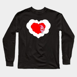 RED Heart Valentine Gnome Long Sleeve T-Shirt